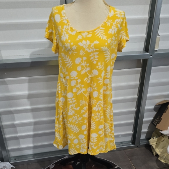 Bobbie Brooks Yellow Floral Mini Dress Size Large - Picture 1 of 12